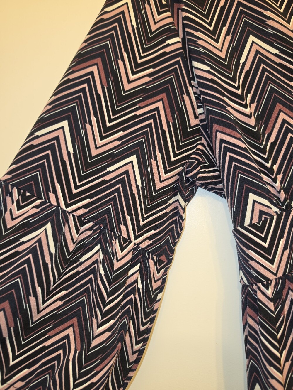 Nine West Black, Pink & White Chevron Wrap-Style Top